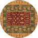 Round Machine Washable Abstract Brown Modern Rug, wshabs2865brn