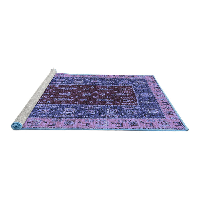 Sideview of Machine Washable Abstract Blue Modern Rug, wshabs2865blu