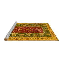 Sideview of Machine Washable Abstract Yellow Modern Rug, wshabs2865yw