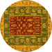 Round Abstract Yellow Modern Rug, abs2865yw