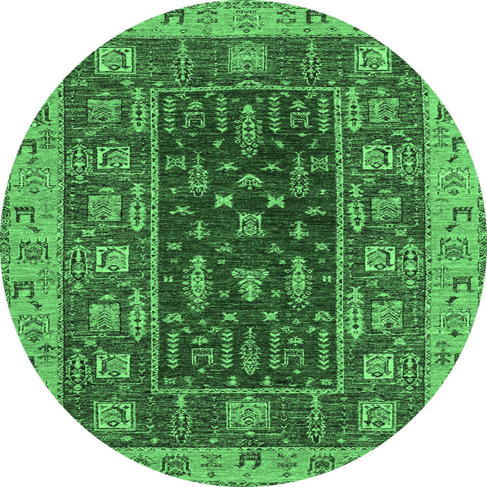 Round Abstract Emerald Green Modern Rug, abs2865emgrn