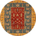 Round Machine Washable Abstract Gold Rug, wshabs2865