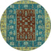 Round Abstract Light Blue Modern Rug, abs2865lblu