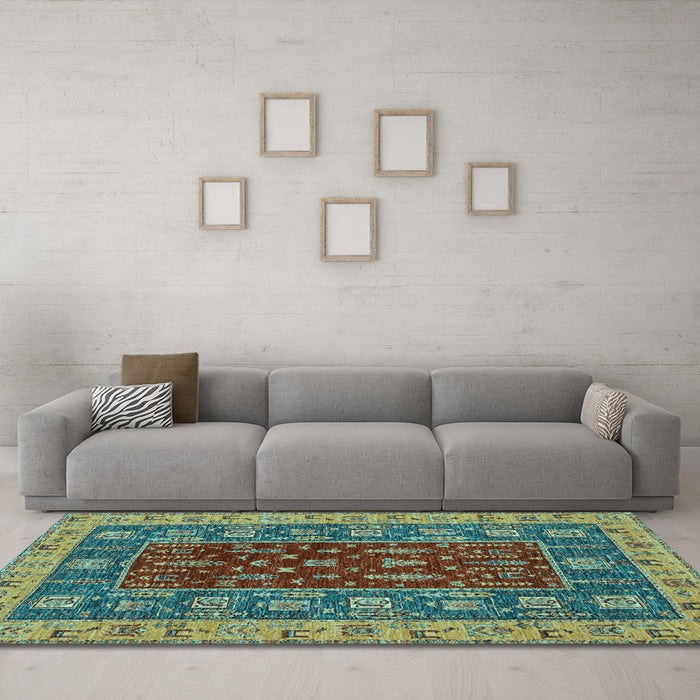 Machine Washable Abstract Light Blue Modern Rug in a Living Room, wshabs2865lblu