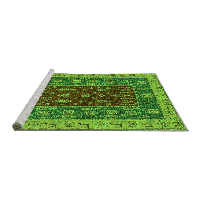Sideview of Machine Washable Abstract Green Modern Area Rugs, wshabs2865grn