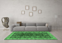 Machine Washable Abstract Emerald Green Modern Rug, wshabs2865emgrn