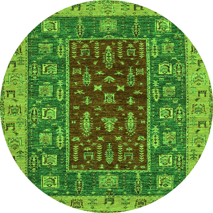 Round Machine Washable Abstract Green Modern Area Rugs, wshabs2865grn