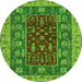 Round Machine Washable Abstract Green Modern Area Rugs, wshabs2865grn