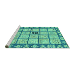 Sideview of Machine Washable Abstract Turquoise Modern Area Rugs, wshabs2866turq