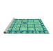 Sideview of Machine Washable Abstract Turquoise Modern Area Rugs, wshabs2866turq