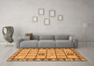 Machine Washable Abstract Orange Modern Area Rugs in a Living Room, wshabs2866org