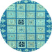 Round Abstract Light Blue Modern Rug, abs2866lblu