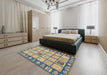 Abstract Yellow Modern Rug in a Bedroom, abs2866