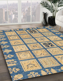 Abstract Yellow Modern Rug in Family Room, abs2866
