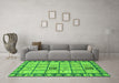 Machine Washable Abstract Green Modern Area Rugs in a Living Room,, wshabs2866grn