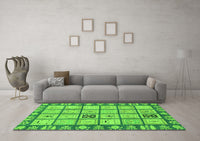 Machine Washable Abstract Green Modern Rug, wshabs2866grn