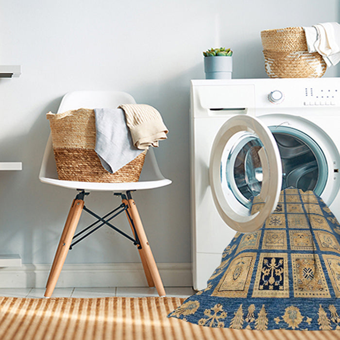 Machine Washable Abstract Yellow Rug in a Washing Machine, wshabs2866