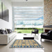 Square Abstract Yellow Modern Rug in a Living Room, abs2866