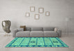 Machine Washable Abstract Turquoise Modern Area Rugs in a Living Room,, wshabs2866turq