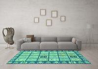 Machine Washable Abstract Turquoise Modern Rug, wshabs2866turq