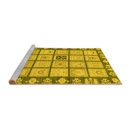 Sideview of Machine Washable Abstract Yellow Modern Rug, wshabs2866yw
