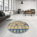 Round Machine Washable Abstract Yellow Rug in a Office, wshabs2866