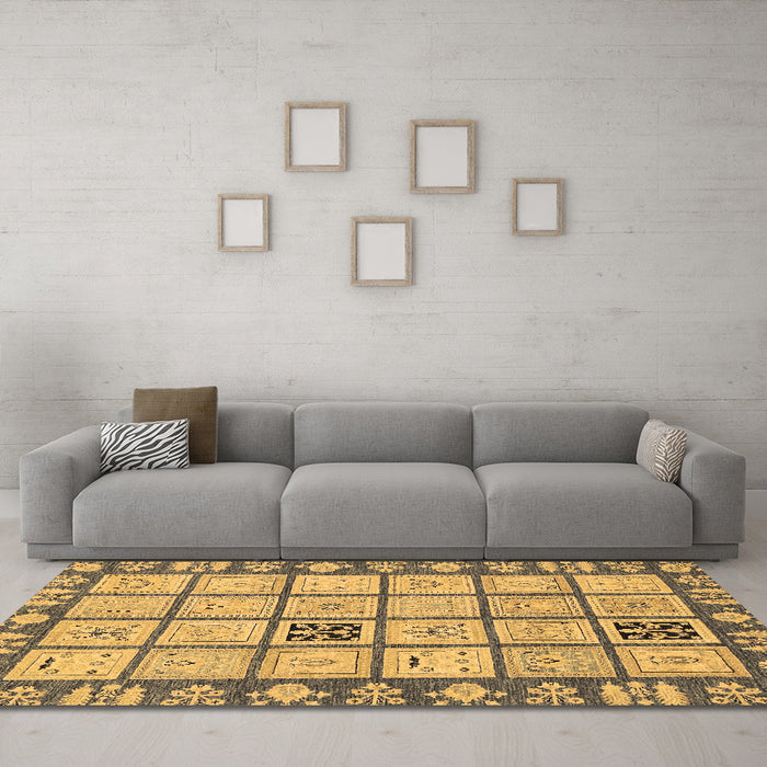 Machine Washable Abstract Brown Modern Rug in a Living Room,, wshabs2866brn