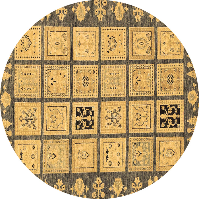 Round Abstract Brown Modern Rug, abs2866brn