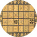 Round Abstract Brown Modern Rug, abs2866brn