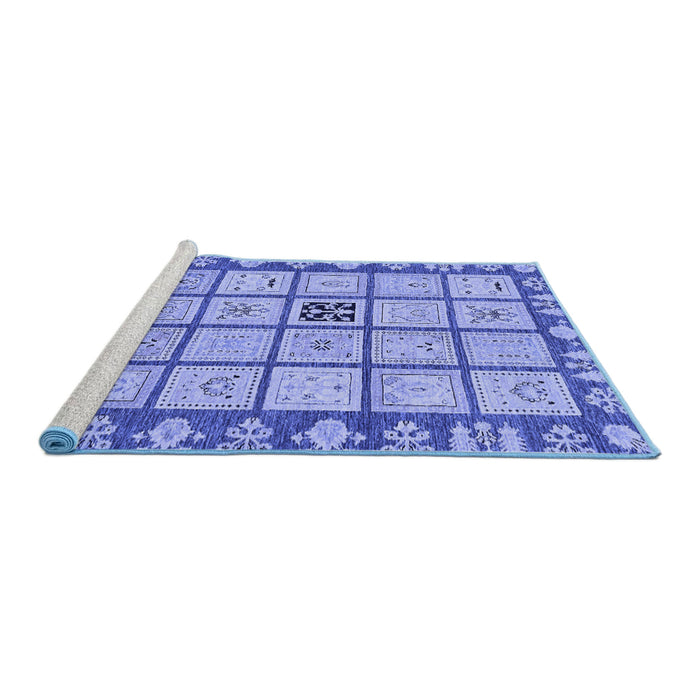 Sideview of Machine Washable Abstract Blue Modern Rug, wshabs2866blu