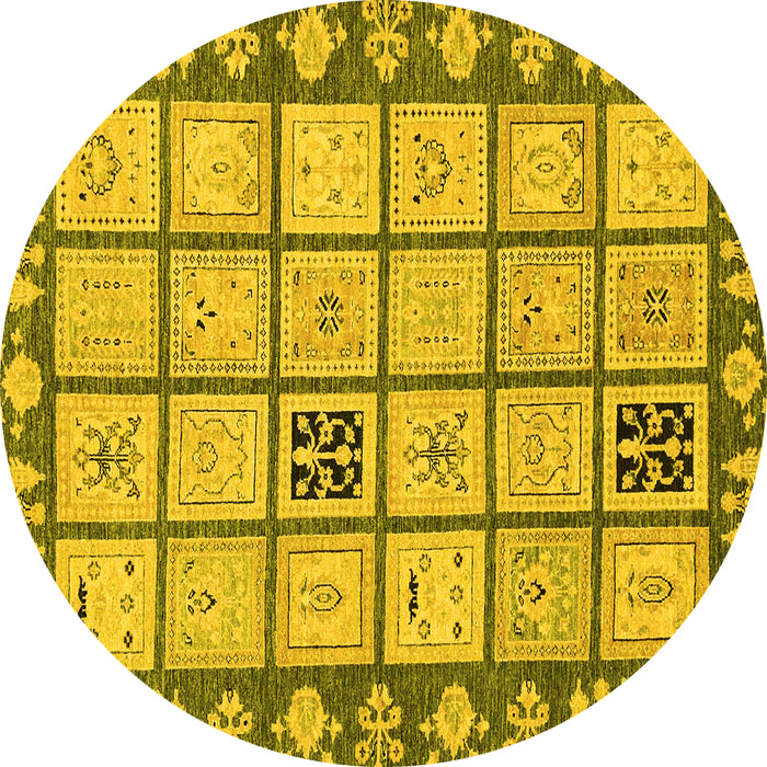 Round Abstract Yellow Modern Rug, abs2866yw