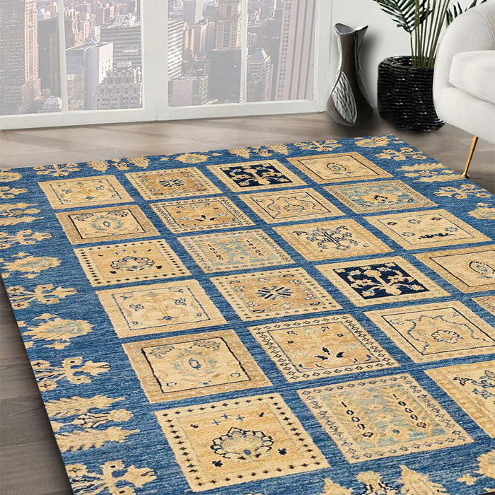 Machine Washable Abstract Yellow Rug in a Family Room, wshabs2866