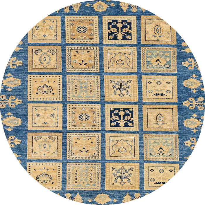 Round Abstract Yellow Modern Rug, abs2866
