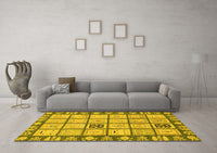 Machine Washable Abstract Yellow Modern Rug, wshabs2866yw