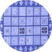 Round Machine Washable Abstract Blue Modern Rug, wshabs2866blu