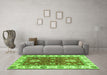 Machine Washable Oriental Green Traditional Area Rugs in a Living Room,, wshabs2867grn