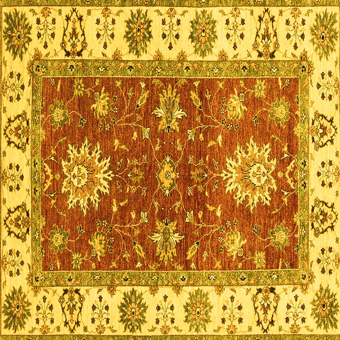 Square Machine Washable Oriental Yellow Traditional Rug, wshabs2867yw