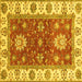 Square Machine Washable Oriental Yellow Traditional Rug, wshabs2867yw