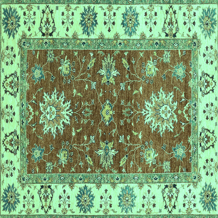 Square Machine Washable Oriental Turquoise Traditional Area Rugs, wshabs2867turq