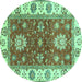 Round Oriental Turquoise Traditional Rug, abs2867turq