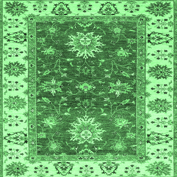 Square Oriental Emerald Green Traditional Rug, abs2867emgrn