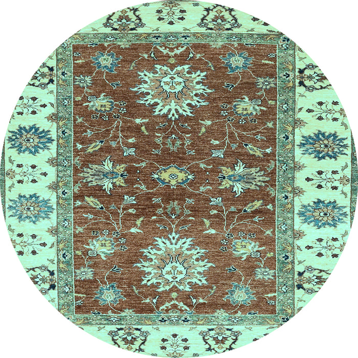 Round Oriental Light Blue Traditional Rug, abs2867lblu