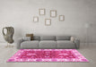 Machine Washable Oriental Pink Traditional Rug in a Living Room, wshabs2867pnk