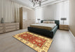 Abstract Red Oriental Rug in a Bedroom, abs2867