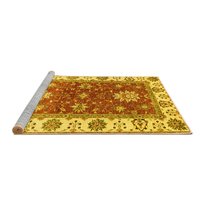Sideview of Machine Washable Oriental Yellow Traditional Rug, wshabs2867yw
