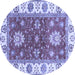 Round Oriental Blue Traditional Rug, abs2867blu