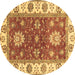 Round Oriental Brown Traditional Rug, abs2867brn