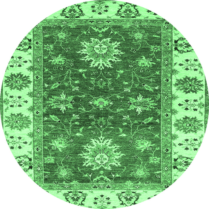 Round Oriental Emerald Green Traditional Rug, abs2867emgrn