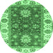 Round Oriental Emerald Green Traditional Rug, abs2867emgrn