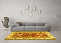 Machine Washable Oriental Yellow Traditional Rug, wshabs2867yw